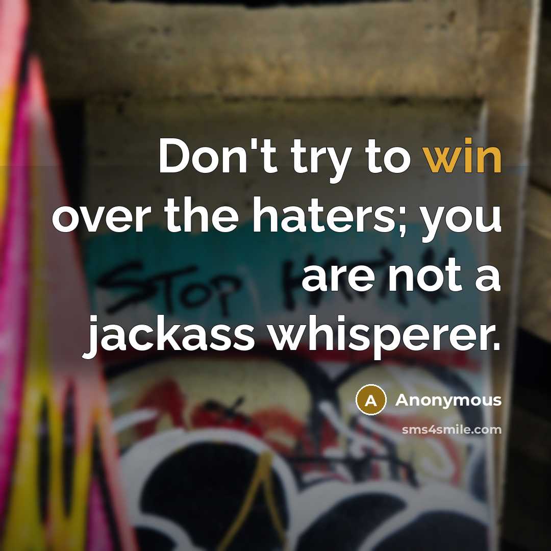 “Don't try to win over the haters; you are not…” quote by Anonymous