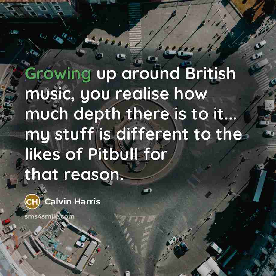 “Growing up around British music, you realise how much depth…” quote by Calvin Harris