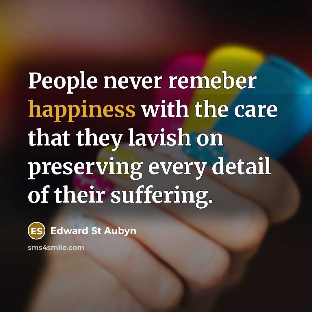 “People never remeber happiness with the care that they lavish…” quote by Edward St Aubyn