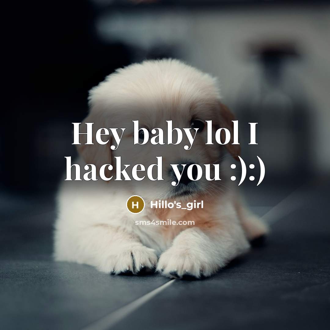“Hey baby lol I hacked you :):)” quote by Hillo's_Girl