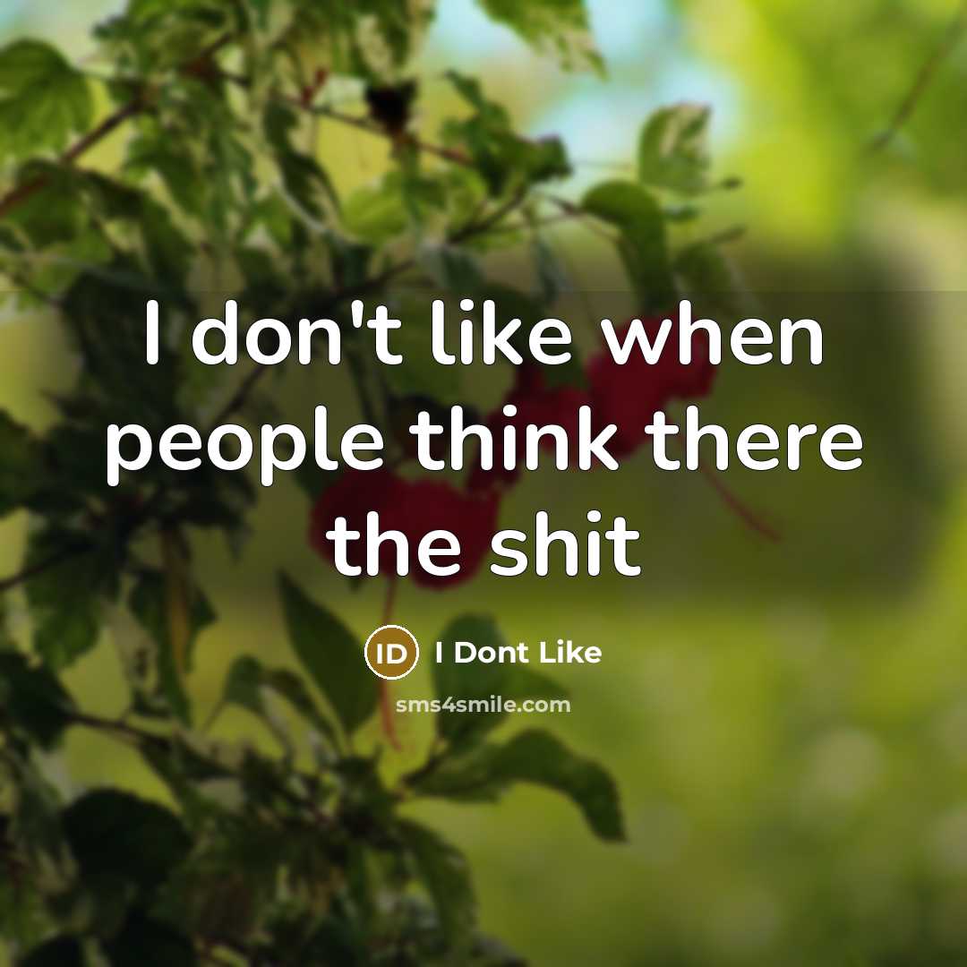 “I don't like when people think there the shit” quote by I Dont Like