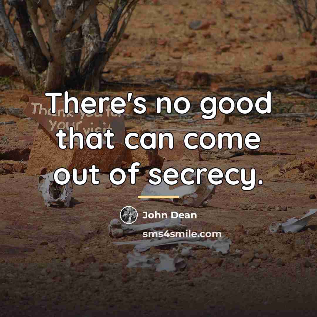 “There's no good that can come out of secrecy.…” quote by John Dean