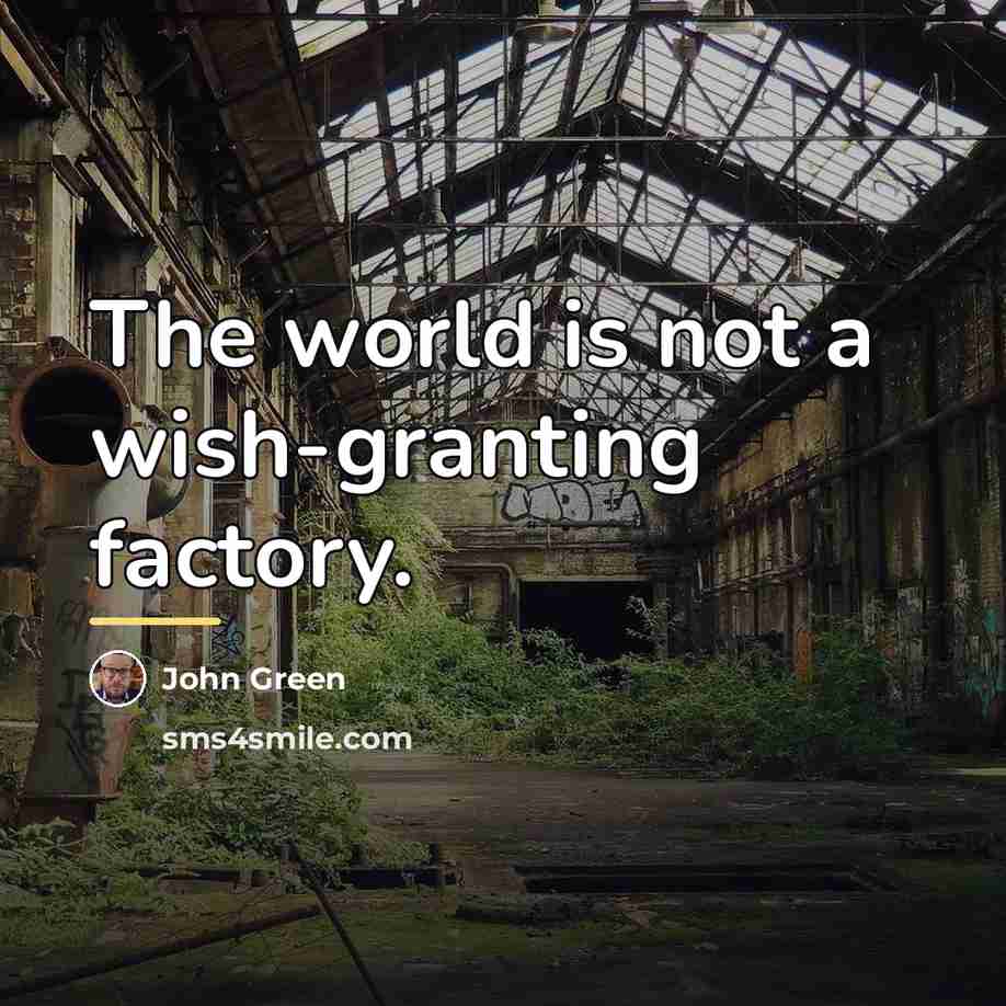 “The world is not a wish-granting factory.…” quote by John Green