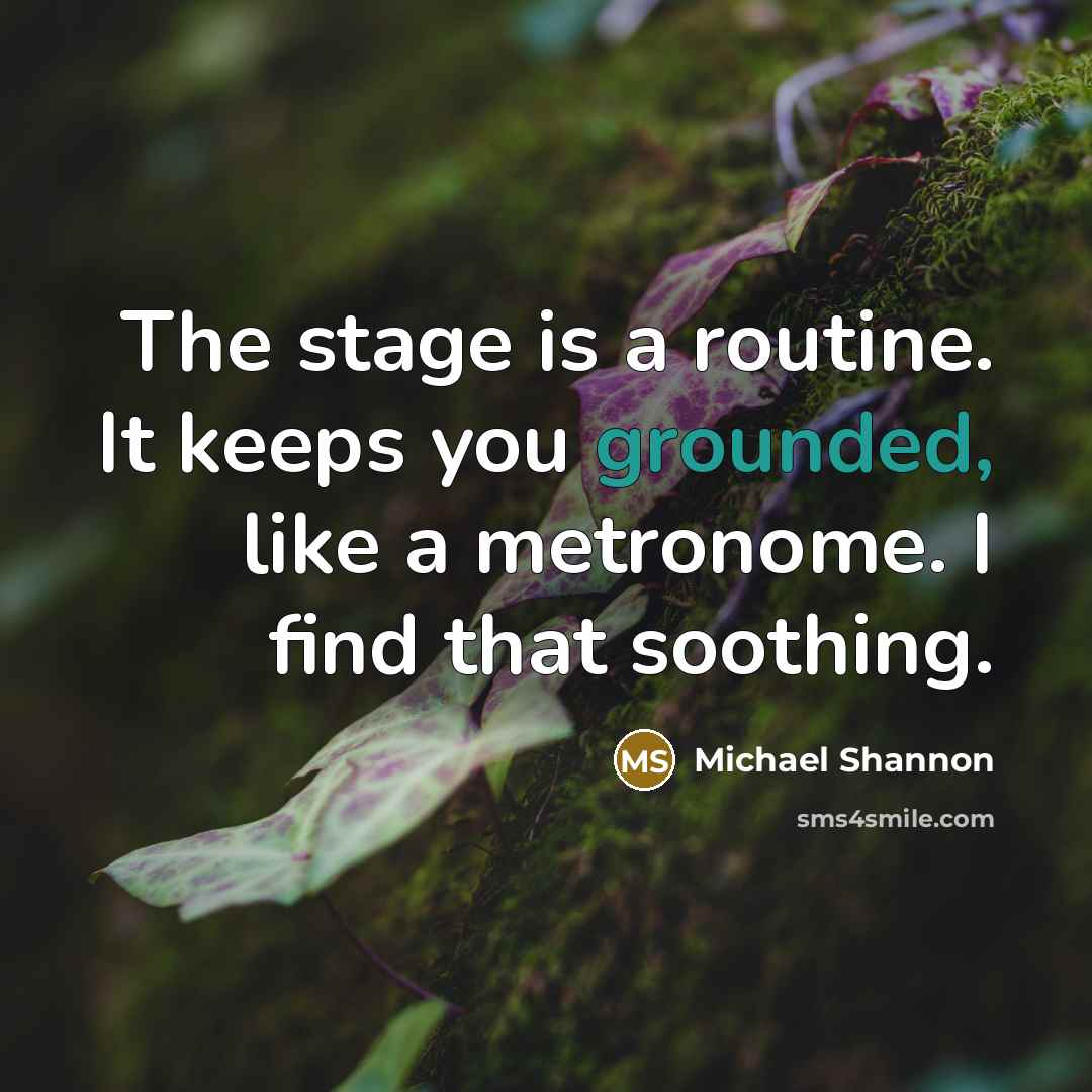 “The stage is a routine. It keeps you grounded, like…” quote by Michael Shannon