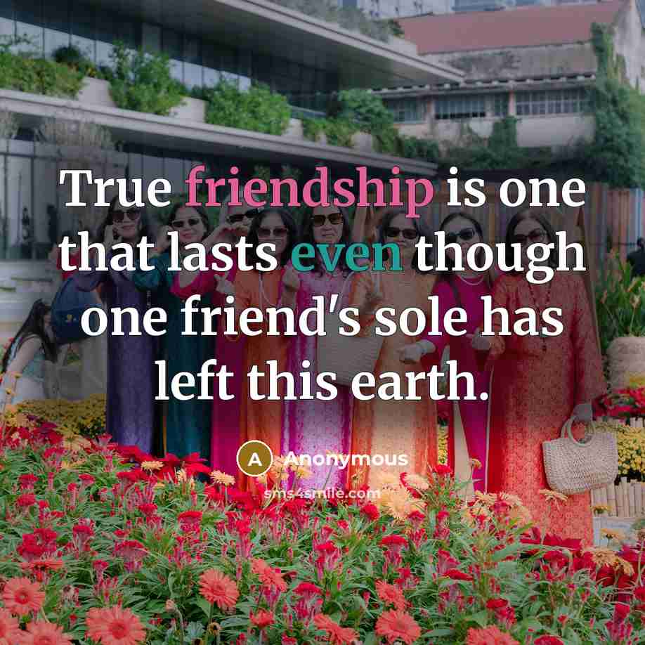 “True friendship is one that lasts even though one friend's…” quote by Anonymous
