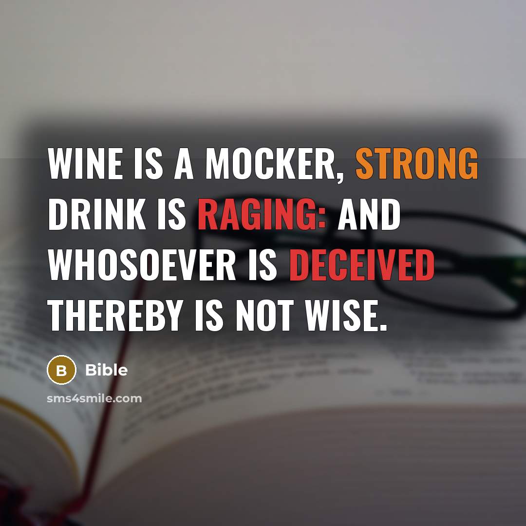 “Wine is a mocker, strong drink is raging: and whosoever is deceived thereby is not wise.” quote by Bible