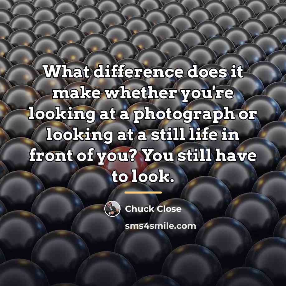 “What difference does it make whether you're looking at a…” quote by Chuck Close