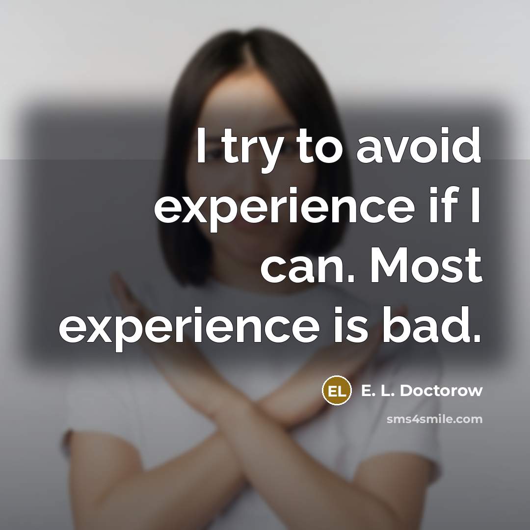 “I try to avoid experience if I can. Most experience is bad.” quote by E. L. Doctorow