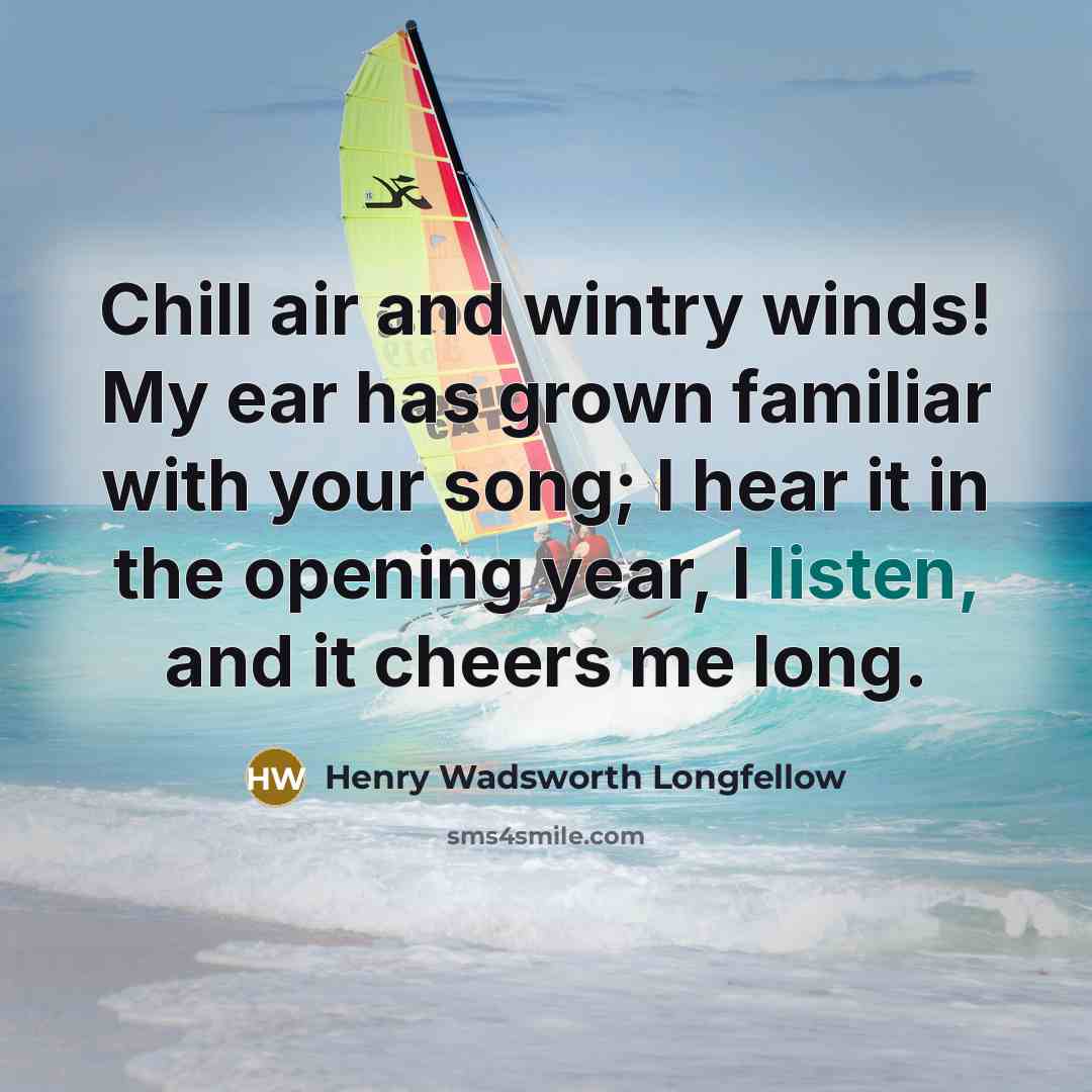 “Chill air and wintry winds! My ear has grown familiar…” quote by Henry Wadsworth Longfellow
