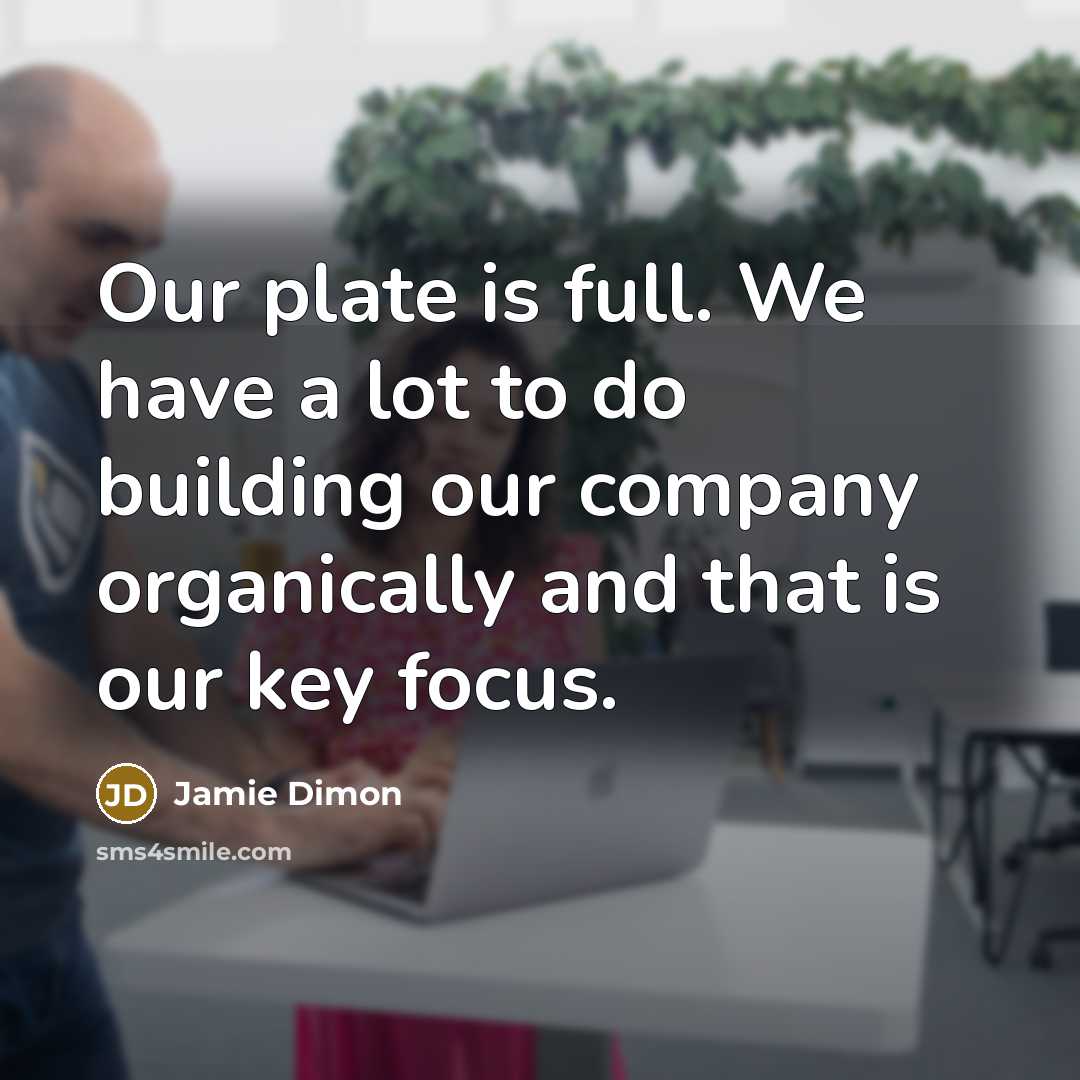 “Our plate is full. We have a lot to do…” quote by Jamie Dimon