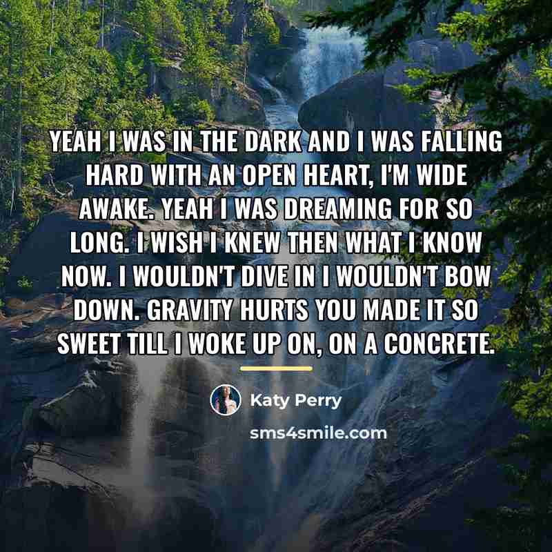 “Yeah I was in the dark and I was falling…” quote by Katy Perry