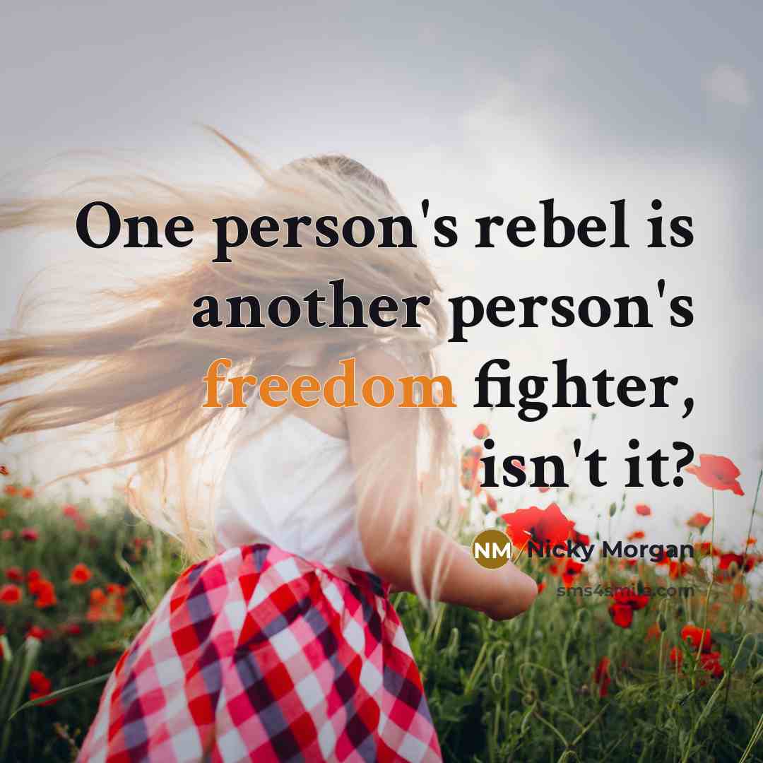 “One person's rebel is another person's freedom fighter, isn't it?…” quote by Nicky Morgan