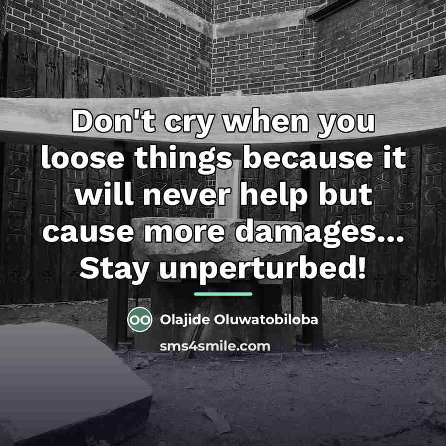 “Don't cry when you loose things because it will never…” quote by Olajide Oluwatobiloba