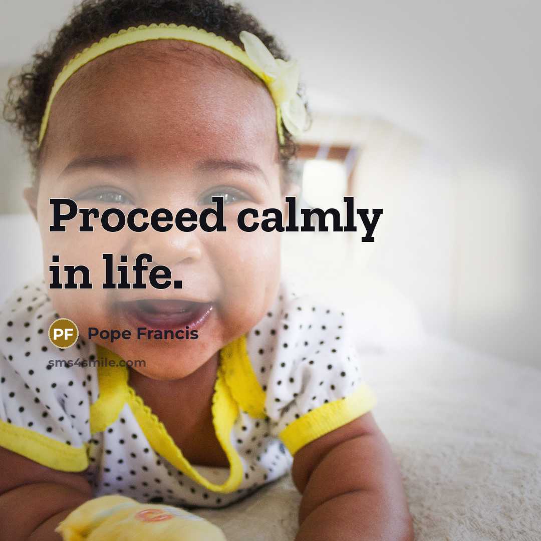 “Proceed calmly in life.” quote by Pope Francis