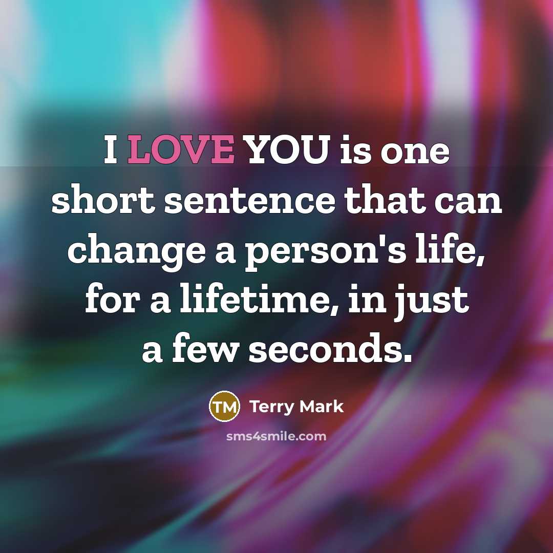 “I LOVE YOU is one short sentence that can change…” quote by Terry Mark