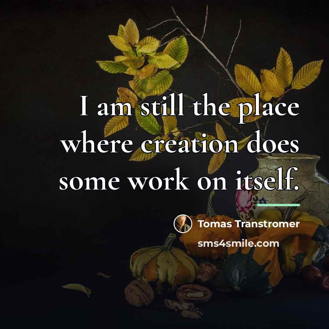 “I am still the place where creation does some work…” quote by Tomas Transtromer