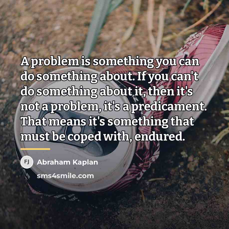 “A problem is something you can do something about. If…” quote by Abraham Kaplan