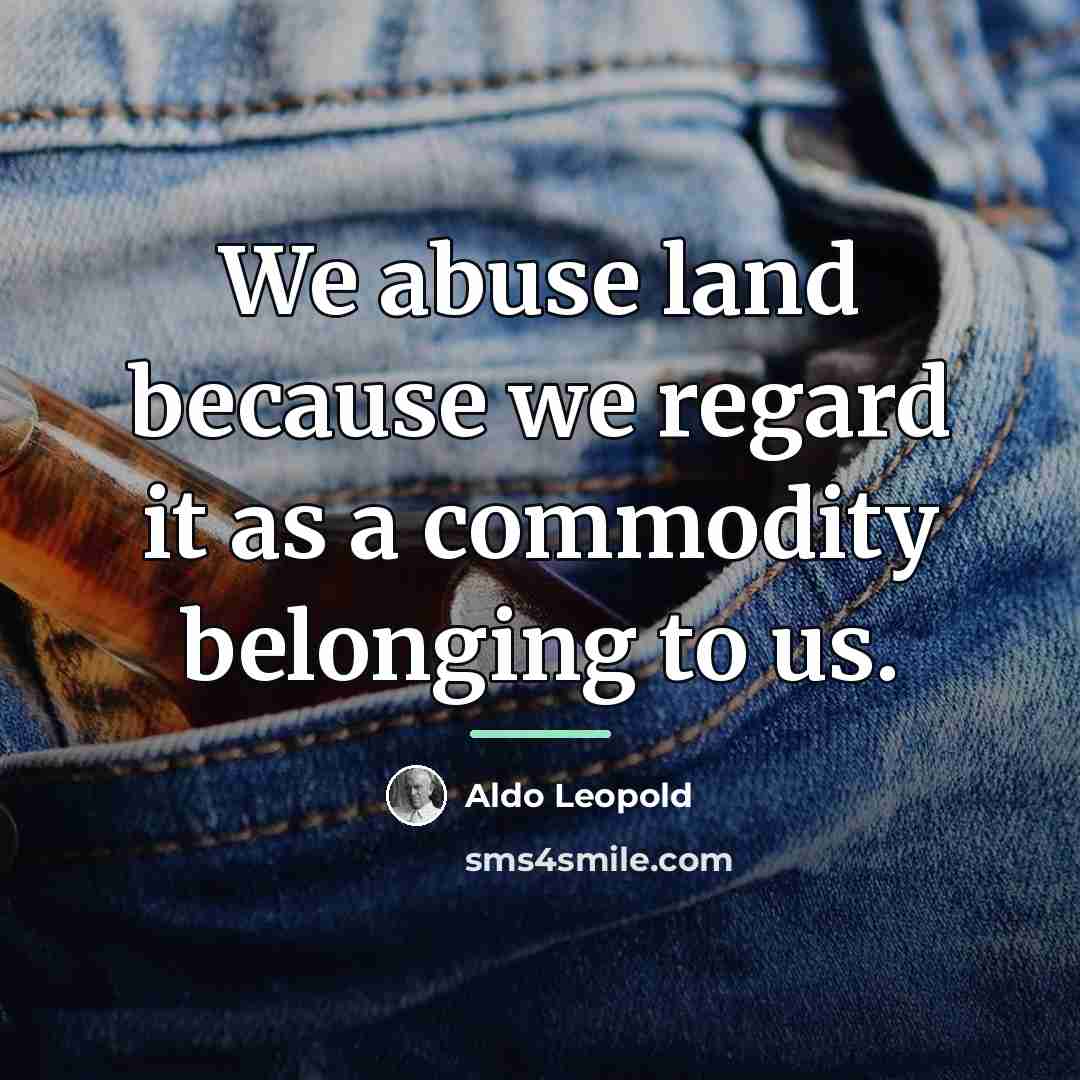 “We abuse land because we regard it as a commodity…” quote by Aldo Leopold