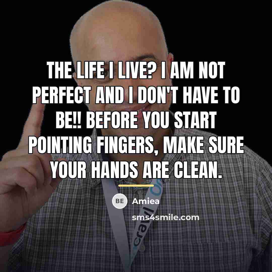 “The life I live? I am not perfect and I…” quote by Amiea