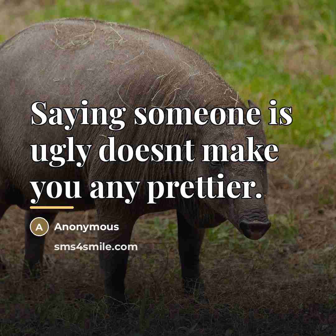“Saying someone is ugly doesnt make you any prettier.…” quote by Anonymous