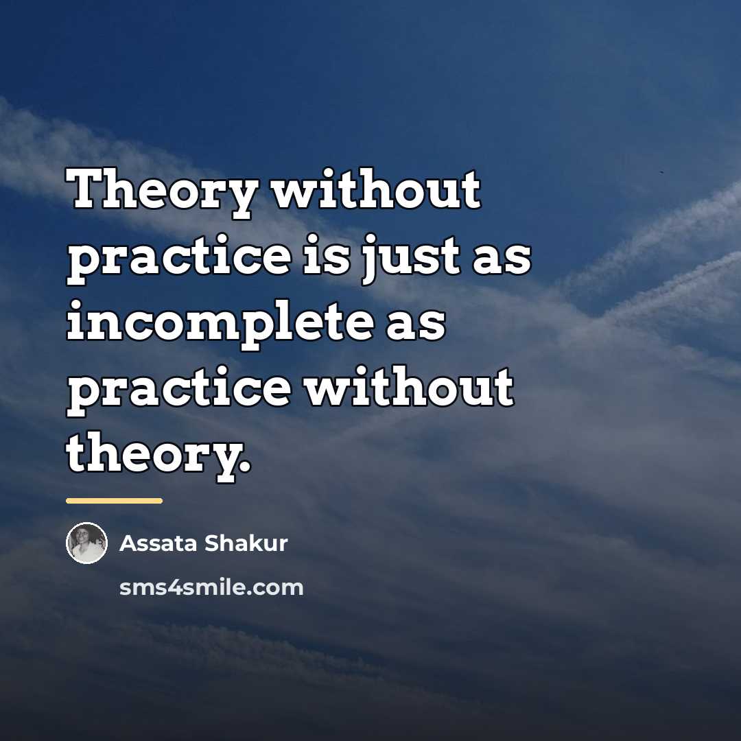 “Theory without practice is just as incomplete as practice without…” quote by Assata Shakur