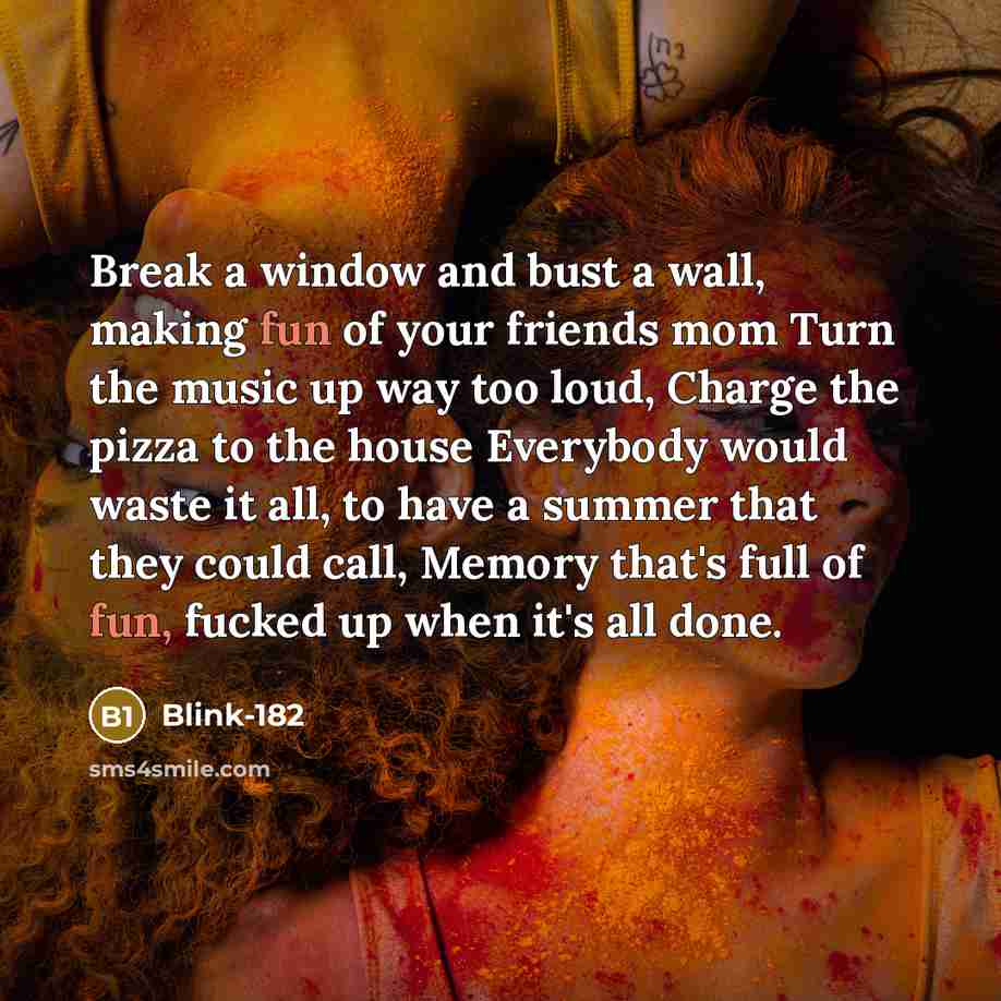 “Break a window and bust a wall, making fun of…” quote by Blink-182