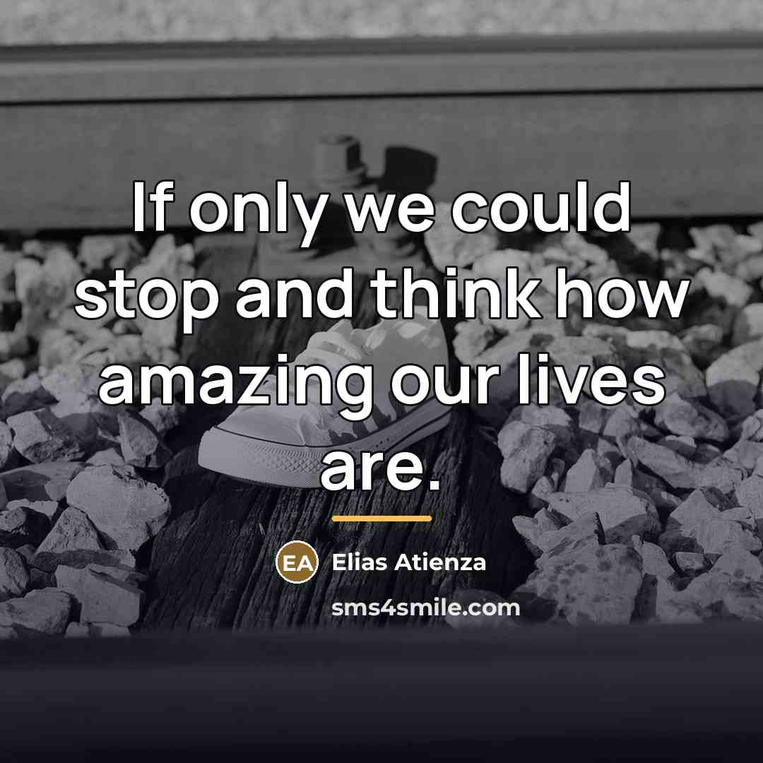 “If only we could stop and think how amazing our…” quote by Elias Atienza