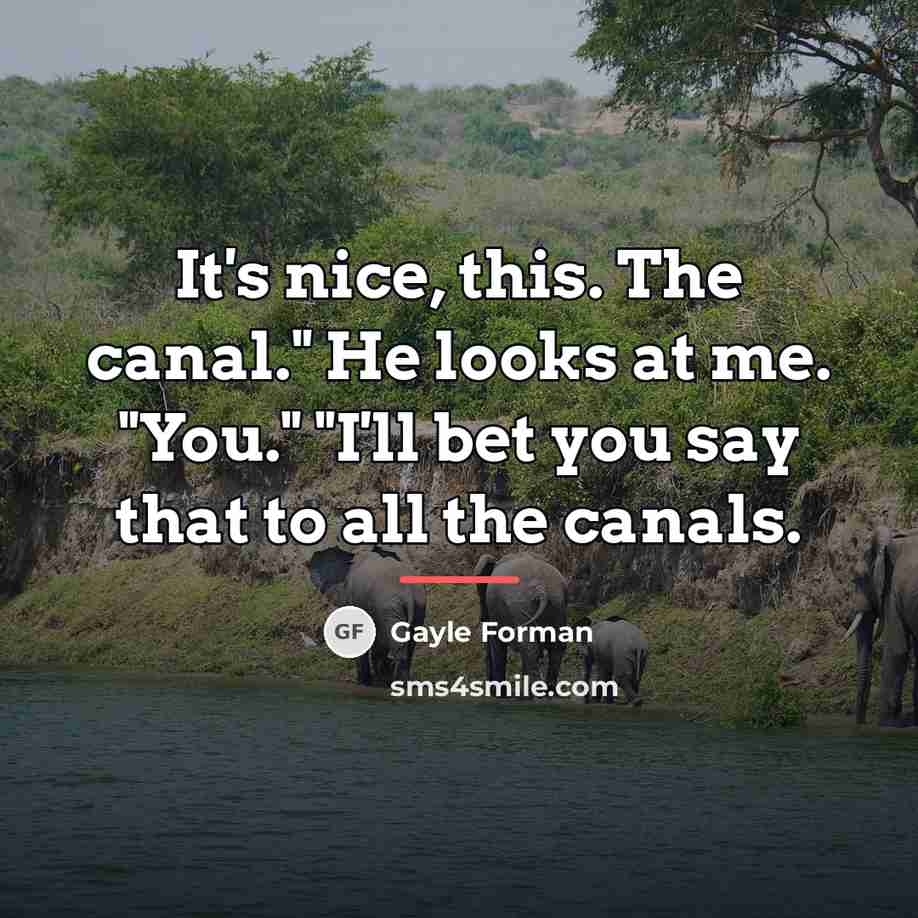 “It's nice, this. The canal." He looks at me. "You."…” quote by Gayle Forman