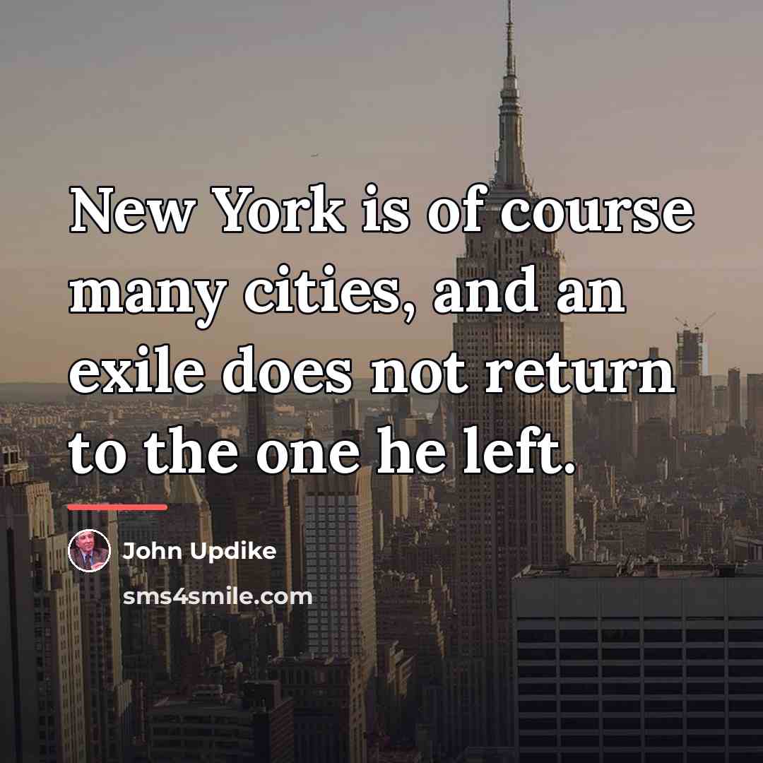 “New York is of course many cities, and an exile…” quote by John Updike