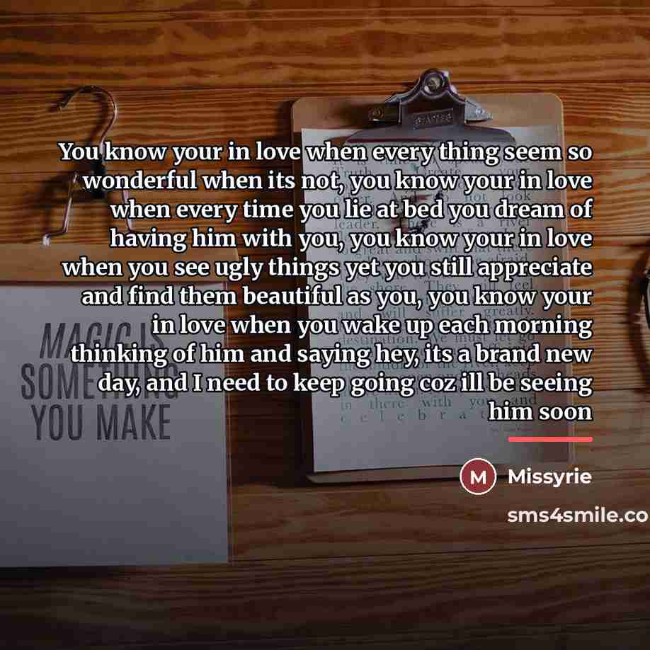 “You know your in love when every thing seem so…” quote by Missyrie