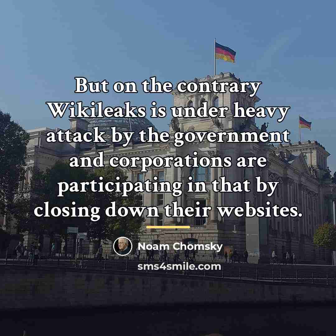 “But on the contrary Wikileaks is under heavy attack by…” quote by Noam Chomsky