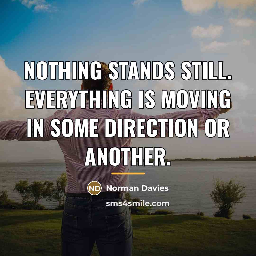 “Nothing stands still. Everything is moving in some direction or…” quote by Norman Davies