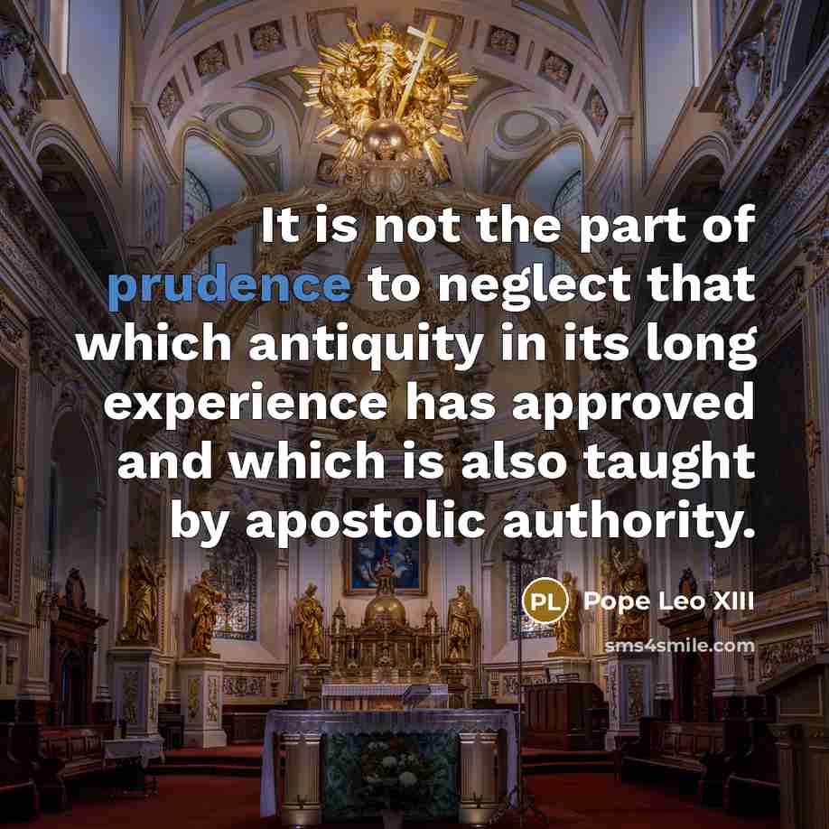 “It is not the part of prudence to neglect that…” quote by Pope Leo XIII