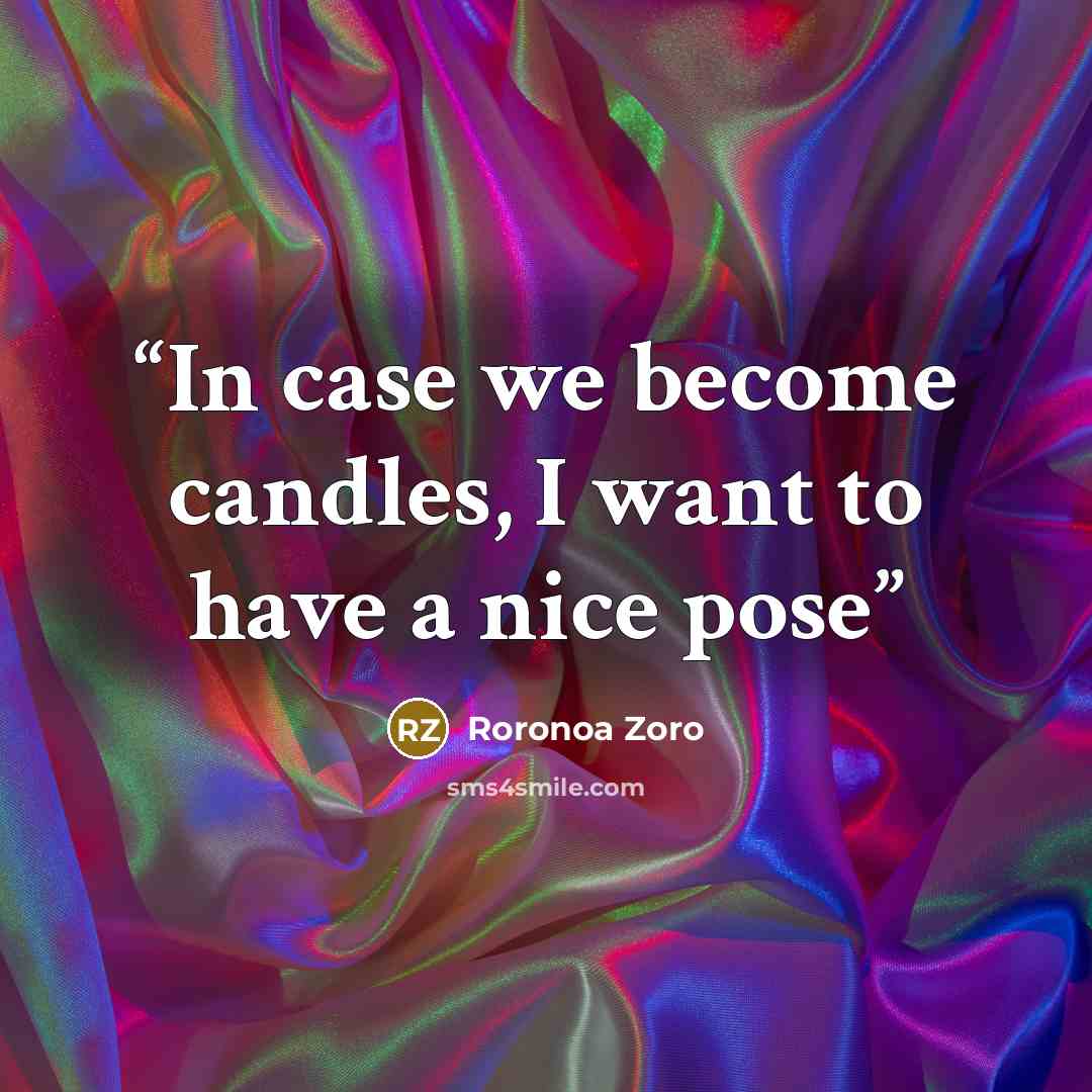 “In case we become candles, I want to have a nice pose” quote by Roronoa Zoro