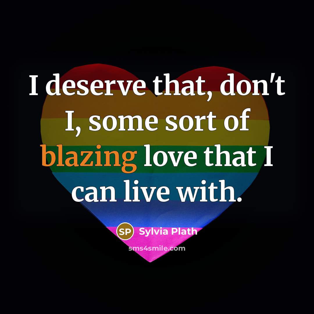 “I deserve that, don't I, some sort of blazing love…” quote by Sylvia Plath