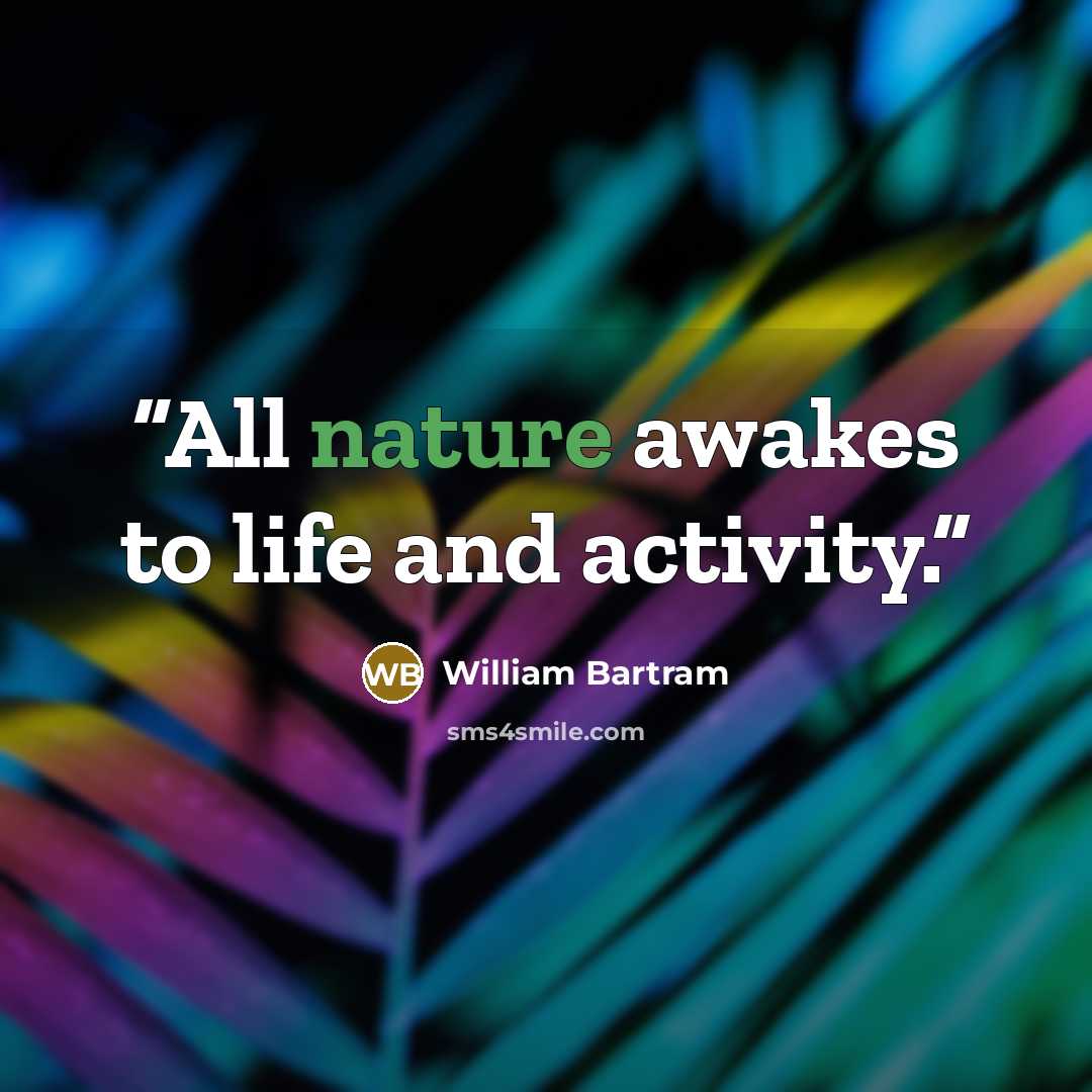 “All nature awakes to life and activity.” quote by William Bartram