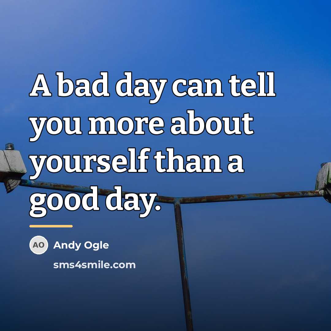 “A bad day can tell you more about yourself than…” quote by Andy Ogle