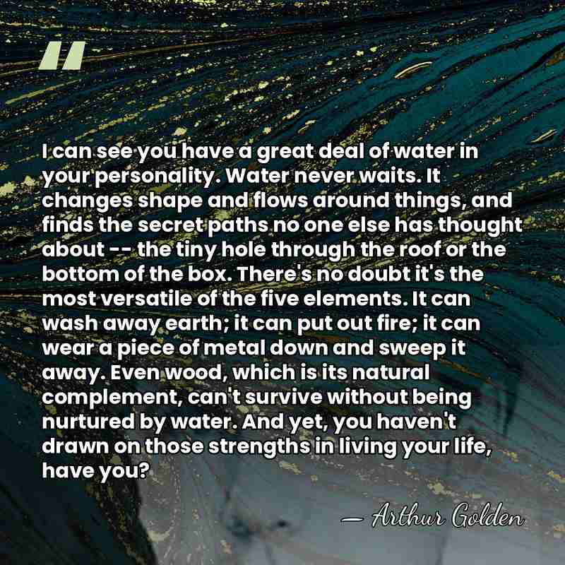 I can see you have a great deal of water in your&hellip; - Arthur Golden