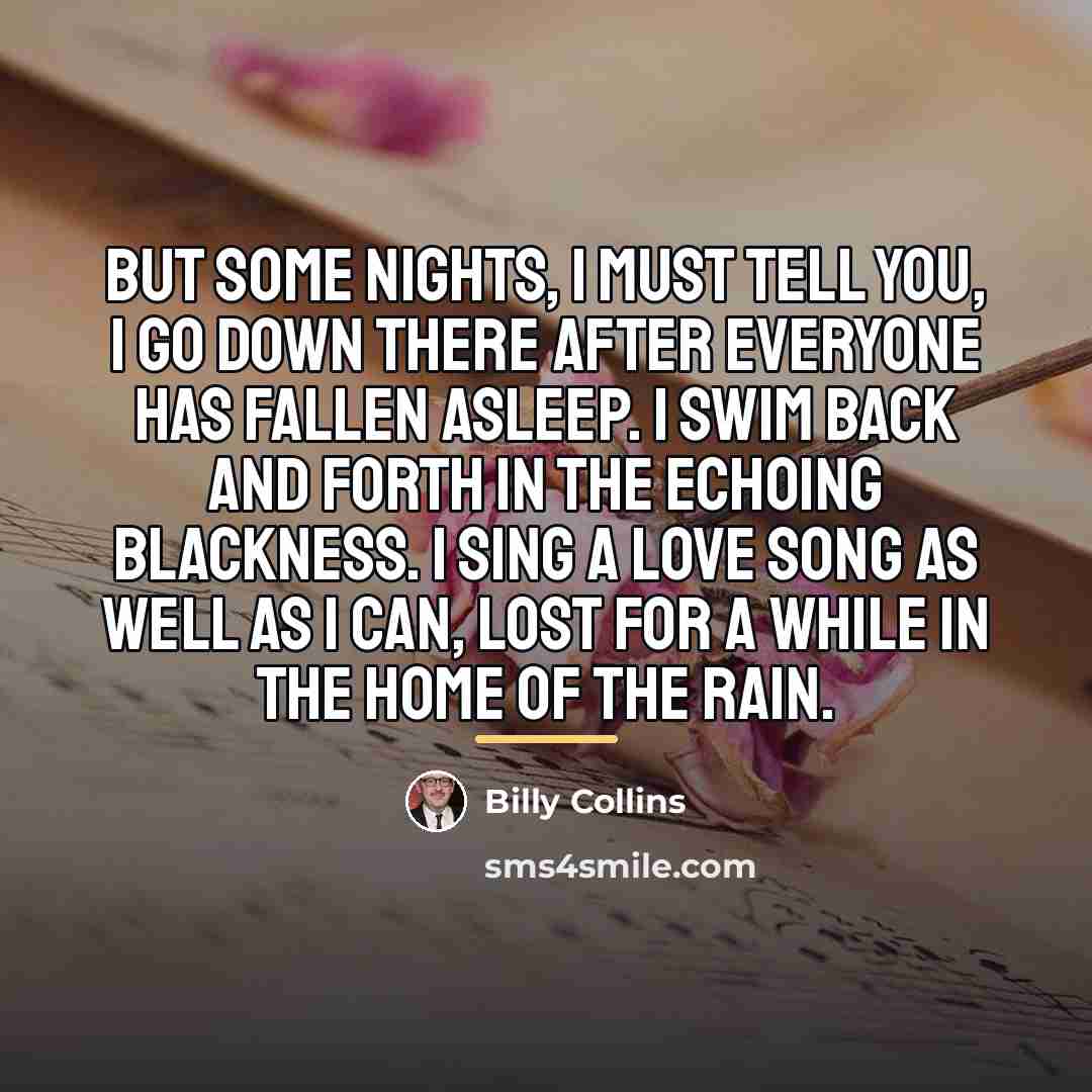 “But some nights, I must tell you, I go down…” quote by Billy Collins