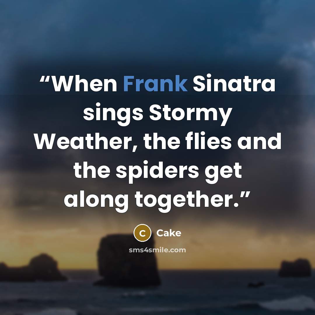 “When Frank Sinatra sings Stormy Weather, the flies and the spiders get along together.” quote by Cake
