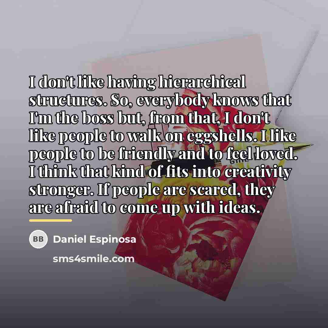 “I don't like having hierarchical structures. So, everybody knows that…” quote by Daniel Espinosa