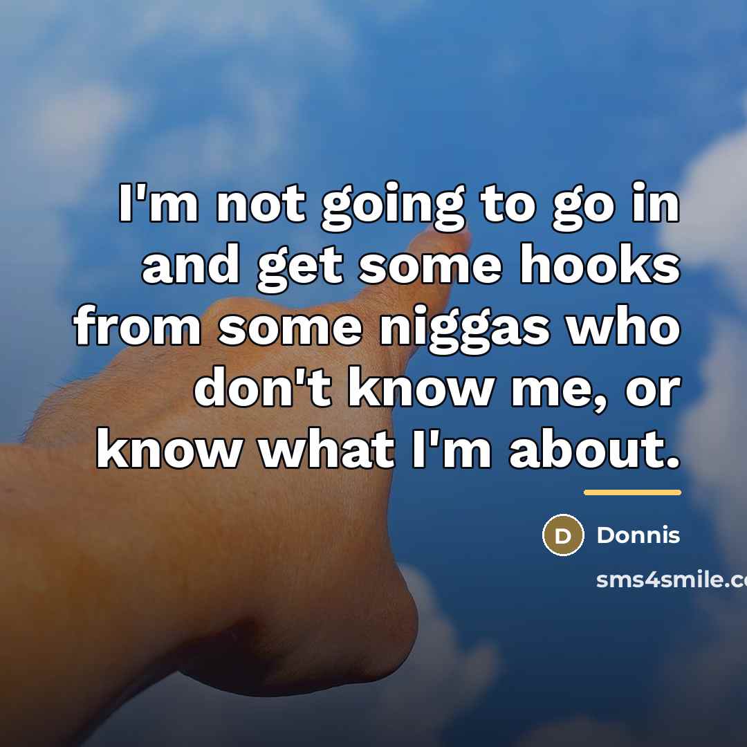 “I'm not going to go in and get some hooks…” quote by Donnis