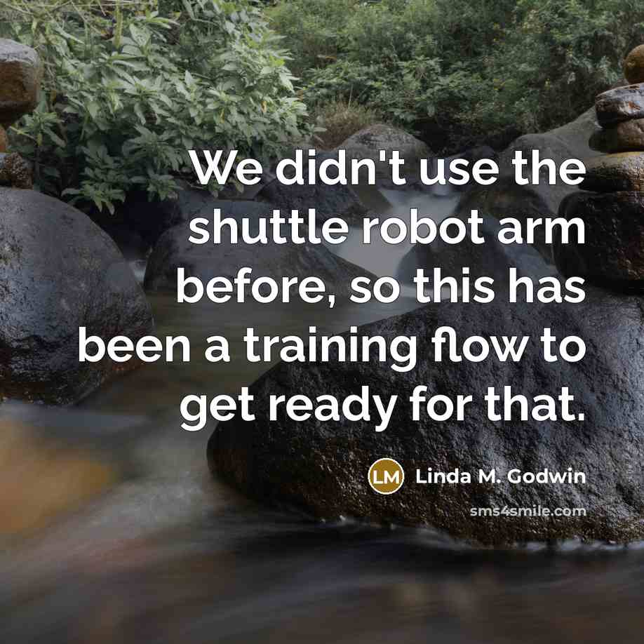“We didn't use the shuttle robot arm before, so this…” quote by Linda M. Godwin