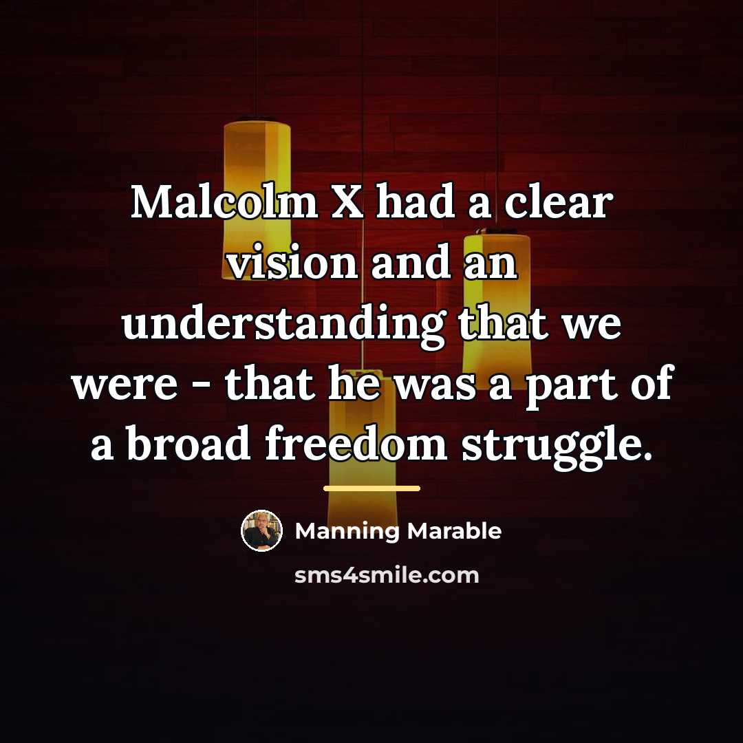 “Malcolm X had a clear vision and an understanding that…” quote by Manning Marable