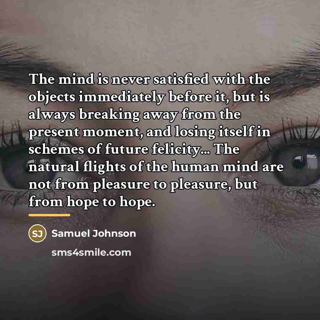 “The mind is never satisfied with the objects immediately before…” quote by Samuel Johnson