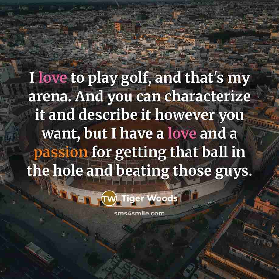 “I love to play golf, and that's my arena. And…” quote by Tiger Woods