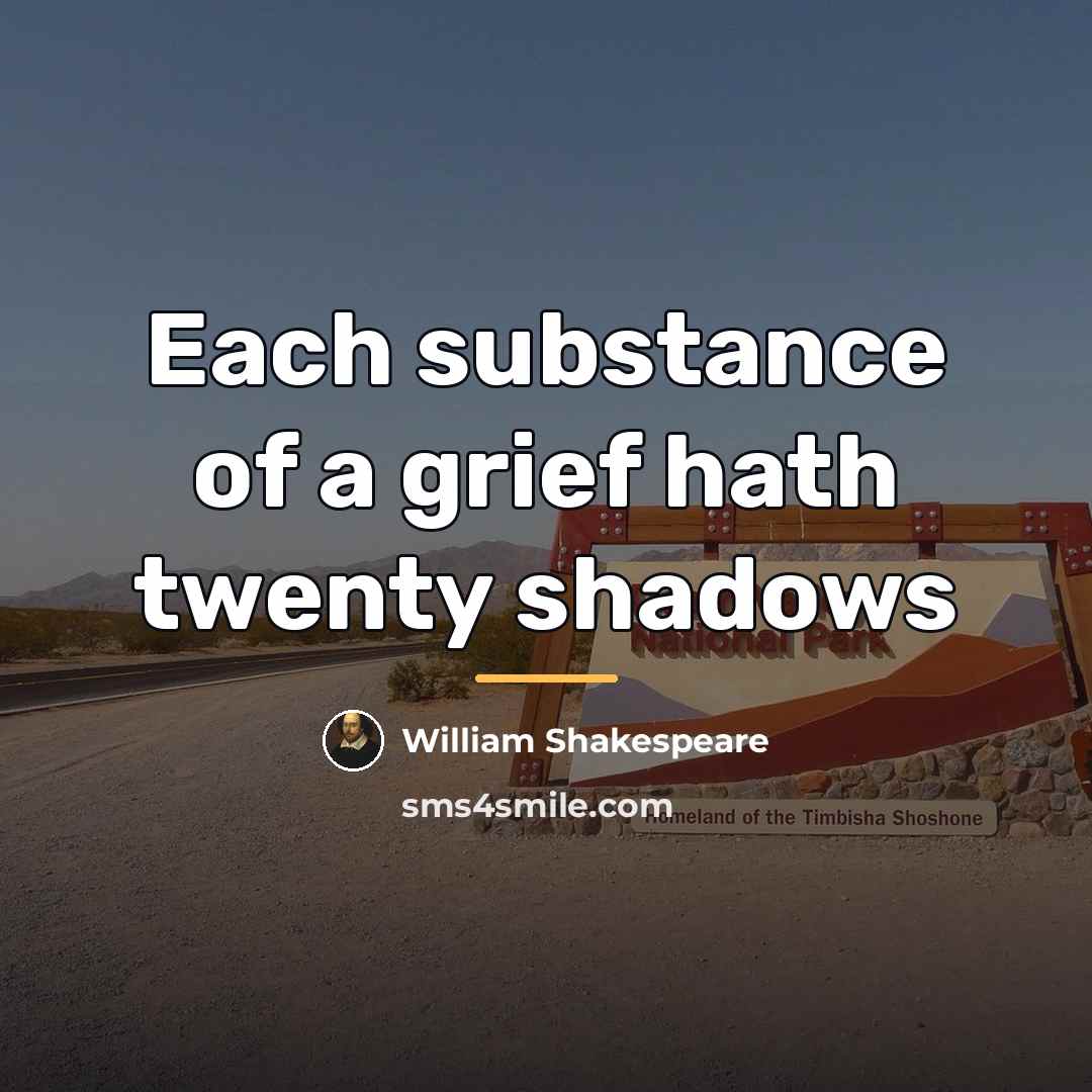 “Each substance of a grief hath twenty shadows…” quote by William Shakespeare