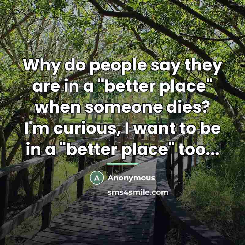 “Why do people say they are in a "better place"…” quote by Anonymous