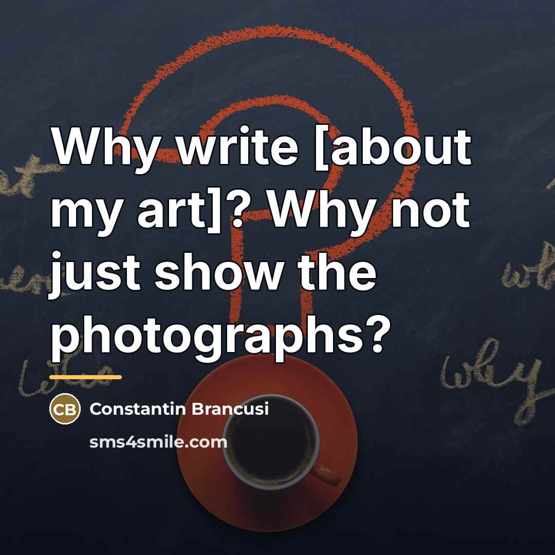 “Why write [about my art]? Why not just show the…” quote by Constantin Brancusi