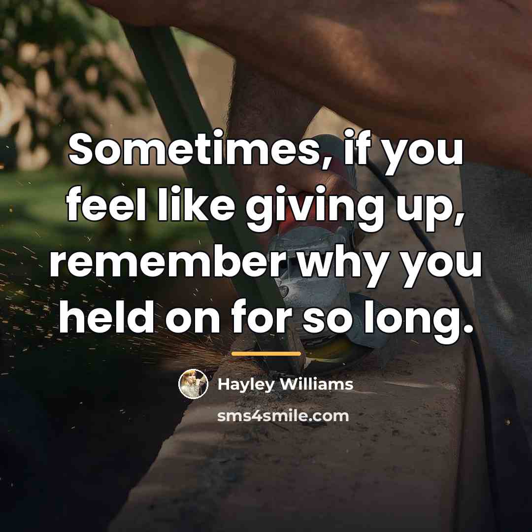 “Sometimes, if you feel like giving up, remember why you…” quote by Hayley Williams